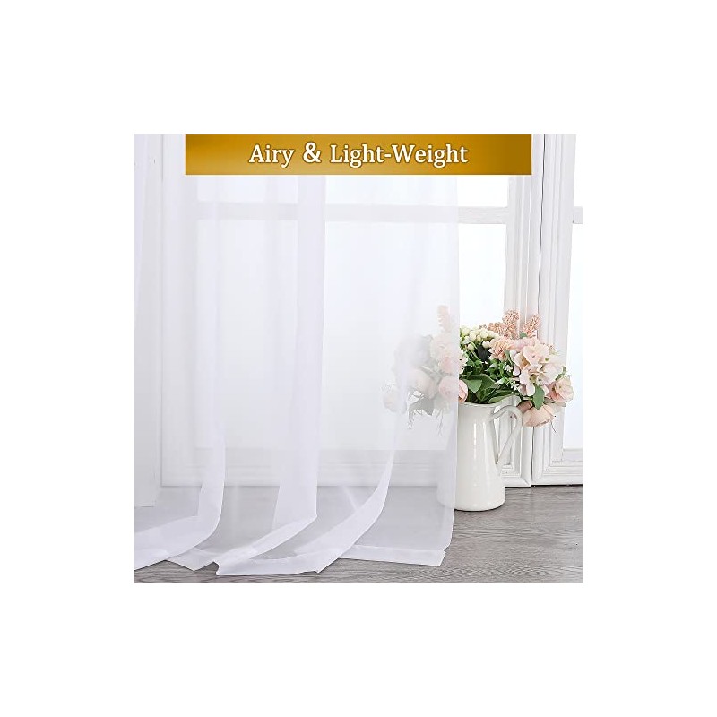 Aiyufeng - Juego de cortinas translúcidas en 2 paneles, cortinas