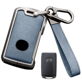 LETINGFAR Key Case for Mazda, Smart Key Case, Key Cover, Alloy, Genuine Leather, Mazda Specific Design, Key Holder for Mazda3 CX-5, blue