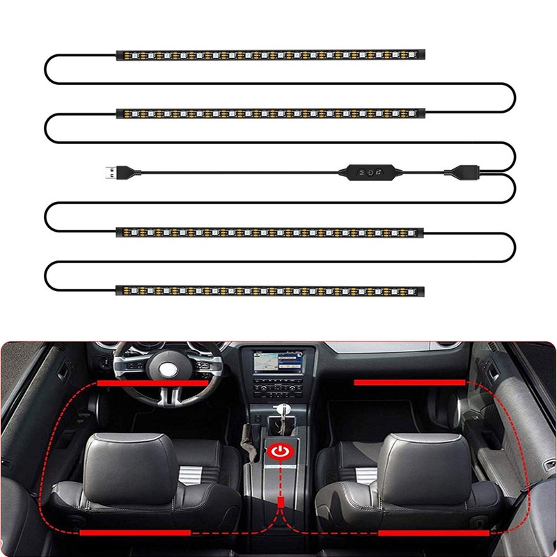 RGBW Music LED Car Interior Strip Light Music Car Interior