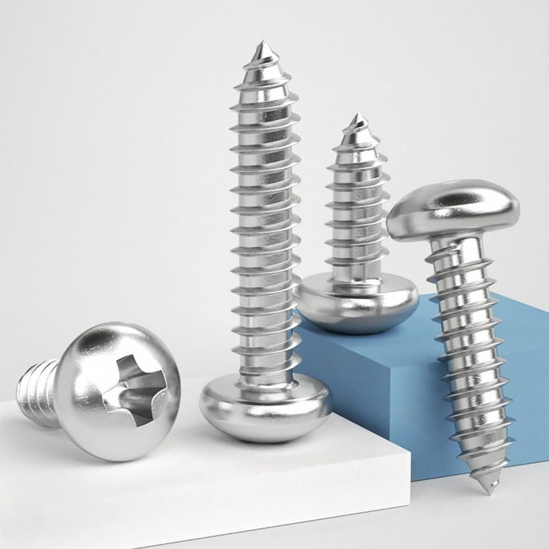 MOOPW Round Head Wood Screws - Stainless Steel 304 Self-Tapping