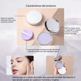 Polvo Matificador Cremoso Lavanda Maquillaje Mate Textura Seda Control de Aceite Elimina Brillo Facial Larga Duracion prebase y polvos fijadores...