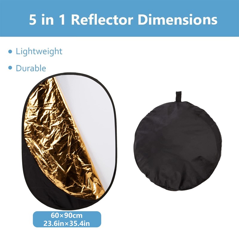 BOLLUMA 24"x35" Photography Light Reflector 5-in-1 Collapsible Multi Disc Lighting
