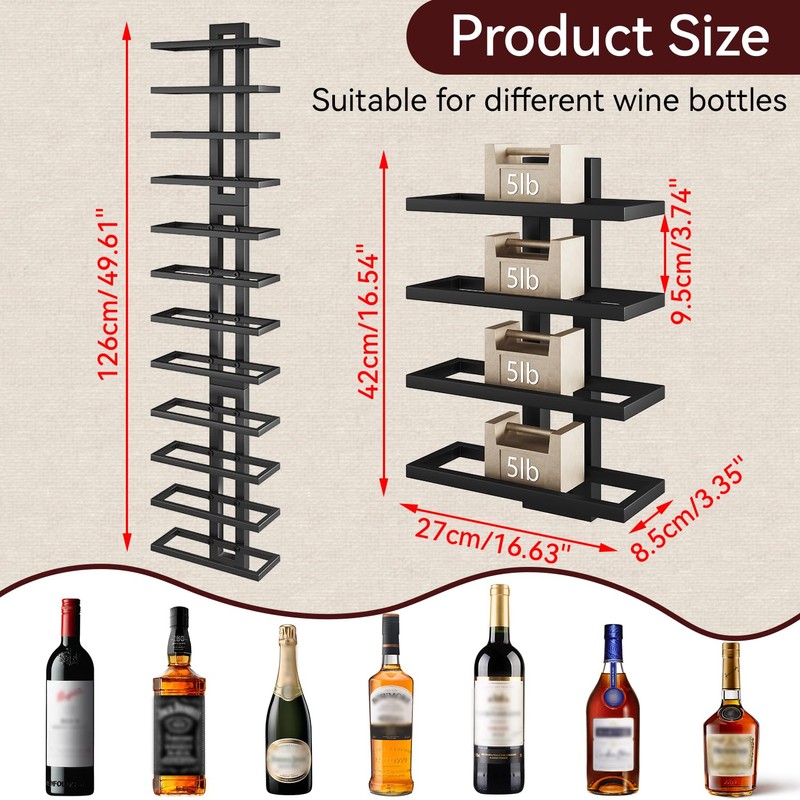 IBUYKE Wall Mounted Wine Rack 12 Bottle,Metal Wine Bottle Holder