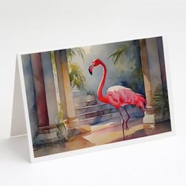Caroline's Treasures DAC2862GCA7P Flamingo Greeting Cards Pack of 8 Blank Cards with Envelopes Whimsical A7 Size 5x7 Blank Note Cards