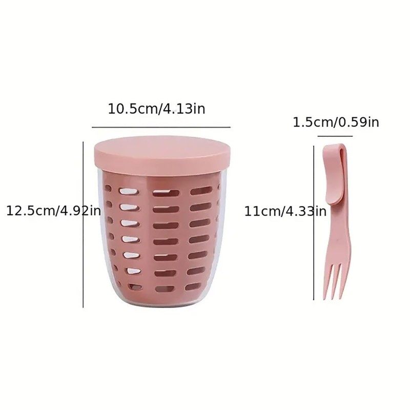 AIMALL Portable Leak-Proof Fruit Cup with Fork, Large Capacity Sealed