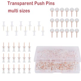 100 Pcs Plastic Heads Steel Tips Thumb Nails for Map Drawing Cork Notice Board Clear