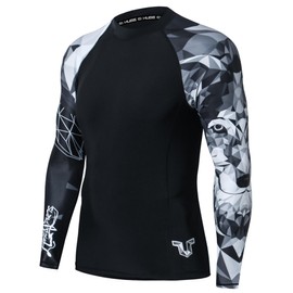 HUGE SPORTS Wildling Series UV Protection Quick Dry Compression Rash Guard for Men Wolf 3XL