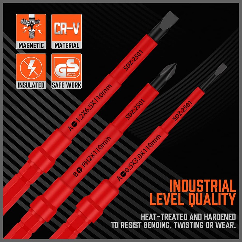 HORUSDY 10-Piece 1000V VDE Insulated Screwdriver Set | Magnetic Tip