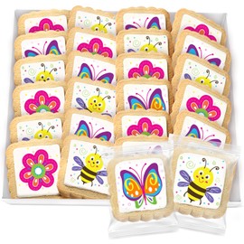 Spring Cookies 24 Pack Party Favors flower butterfly bee Critters Decorated | INDIVIDUALLY WRAPPED Sugar Cookies | Gift Basket Peanut & Nut Free Bulk
