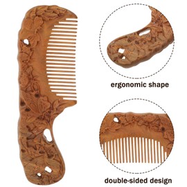 FOMIYES Hair Comb Double Sided Wide Tooth Comb Sandalwood Comb Fine Tooth Wooden Comb Compact Comb Handheld Massage Comb Anti-static Hair Comb for Scraping Scalp