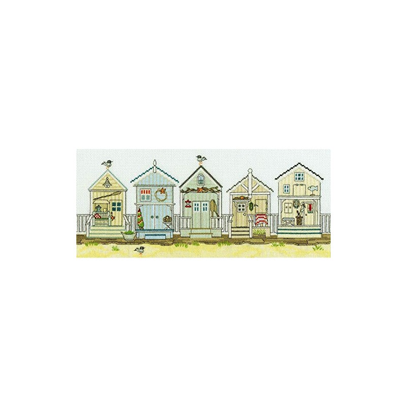 Bothy Threads Counted Cross Stitch Kit "Beach Huts", 38x16cm, XSS7