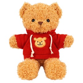Cuddly Toy Teddy Bear Plush Toy, Cuddly Toy Bear with Hood, Stuffed Toy Cuddly Toy for Cuddling & Playing, Squishmallow Teddy Bear Gift, Teddy Bear Plush Decoration for Boys and Girls (Red 30 cm)