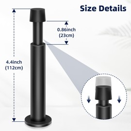 Black Door Stops, 4 Pack Spring Door Stoppers for Wall Mounted with Rubber Tip, 4.4 Inch Long Doorstop Bumper Wall Protector for Bottom of Door