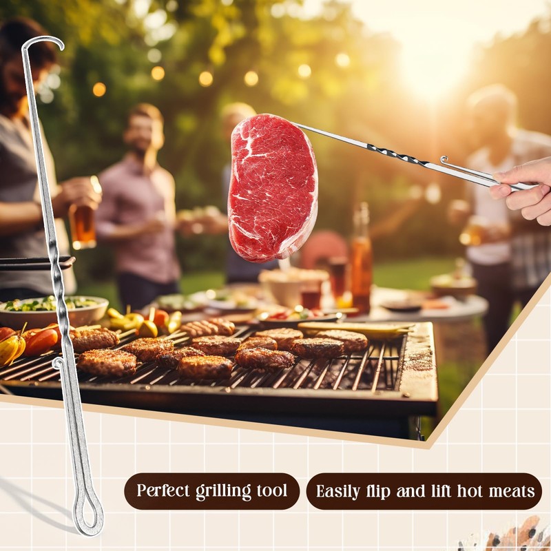 Zonon Meat Hook Flipper Stainless Steel BBQ Food Flippers Steak
