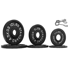 Fitvids Olympic 2-Inch Cast Iron Plate Weight Plate for Strength Training and Weightlifting, Vintage Style, 35LB Set