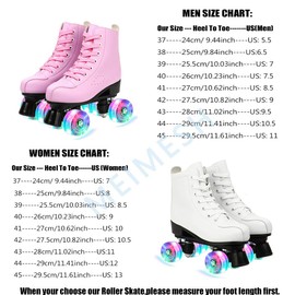 XUDREZ Roller Skates Womens, Shiny High Top PU Leather Classic Double-Row Roller Skates for Women and Men Adjustable Double Row 4 Wheels Indoor Outdoor Roller Skates for Beginner a Shoes Bag