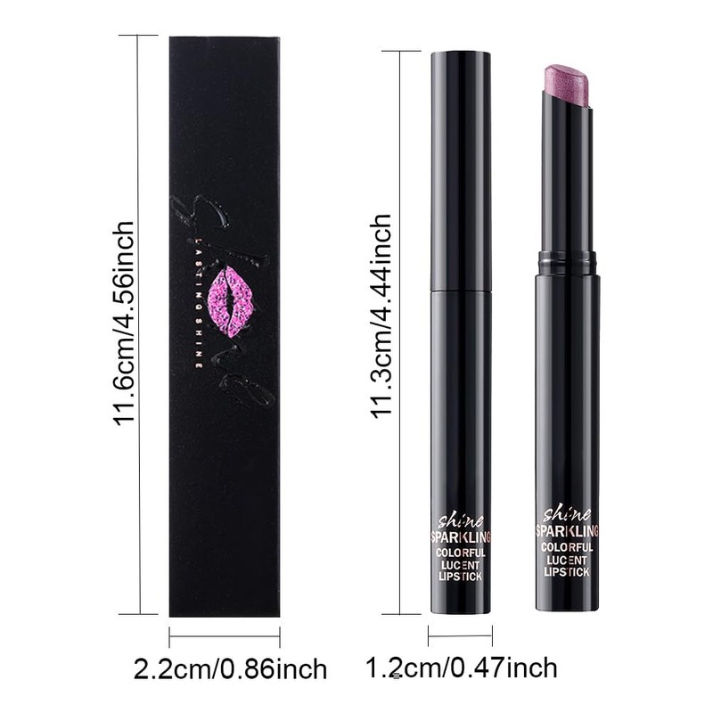 Purple Metallic Lipstick for Women,Lightweight Comfortable Non-Drying Shimmer Frosted Lipstick,Glitter