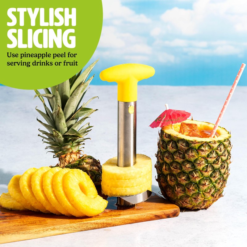 Tasty Pineapple Slicer, Stainless Steel with Non-Slip Handle, Cores &