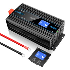 CAPTOK 1500W Pure Sine Wave Inverter DC 12V AC 120V Double LCD Screen Remote Control Power Inverter 30W USB-C 4AC Outlets for RV, Home, Solar System