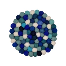 Grült Home Trivet - Felt Trivet for Cups, Pots, Pans and Cups, Hand-Felted in Nepal (Blue, Circle 10 cm)