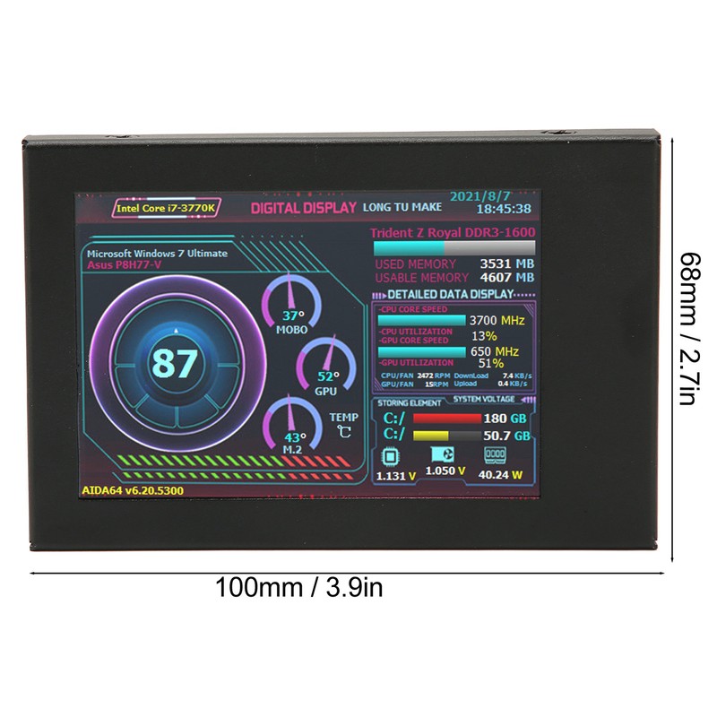 3.5in Computer Temp Monitor IPS USB Mini Screen AIDA64 PC