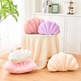 Uvvyui Lavender Shell Pillow, Seashell Decorative Pillows 3D Insert Beach Pillow, Soft Velvet Shell Shaped Pillow Room Decor, 13" Seashell Throw Pillow Ocean Pillow Stylish Cushion