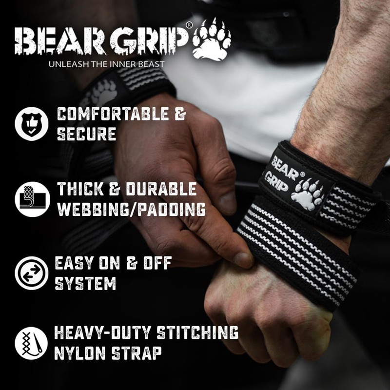 BEAR GRIP - Premium Figure 8 weight lifting straps (sold