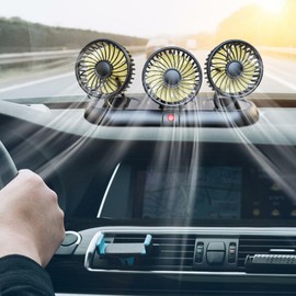 Car Fan, Three-head Car Cooling Fan, Hot Weather Cooling Device for Vehicles Trucks, 3 Adjustable Wind Speeds