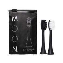 MOON Electric Toothbrush Heads - 2 Replacement Heads for The MOON Electric Toothbrush - Each with 720 Tapered Ultra-Fine Dupont Bristles - Lasts Up to 4X Longer - Black (2 Count)