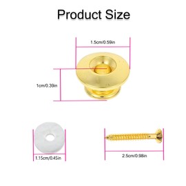 Yharnamite 2 Pcs Guitar Strap Buttons, Acoustic Guitar Strap Locks Pins End with Screws and Felt Pads, Guitar Straplock Peg for Acoustic Guitar, Electric Guitar, Bass, Ukulele (Gold)