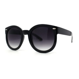 SA106 Oversized Round Thick Horn Rim Sunglasses (Black Sunglasses)