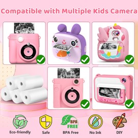 5 Rolls Kids Camera Print Paper Refill, Kids Instant Print Camera Photo Papers Compatible with Most Children Instant Print Camera, 2.2Inch, BPA Free
