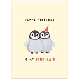 BYANIKA A6 Happy Birthday Card | For Twin Sister Twin Brother Best Friend Bestie Sibling Other Half | Bday Cute Pun Celebration Cards