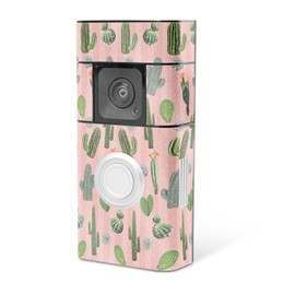 MightySkins Glossy Glitter Skin Compatible with Ring Video Doorbell Plus - Cactus Garden | Protective, Durable High-Gloss Glitter Finish | Easy to Apply