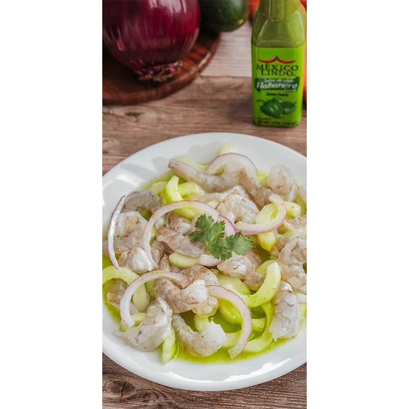 Mexico Lindo Green Habanero Hot Sauce, Real Green Habanero, 5