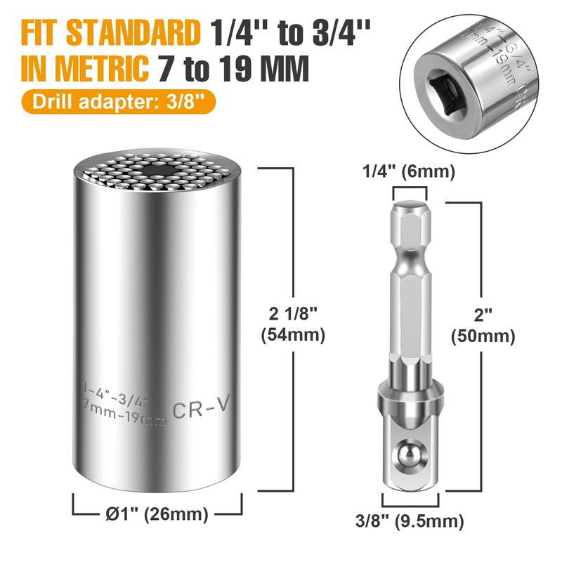 Spurtar Universal Socket Set(11-32mm 7-19mm) for Unscrew Any Bolt Multi-Function