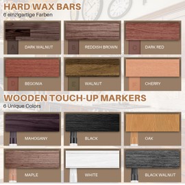 Vinyl Floor Repair Kit with Heat Pen - 6 Colors Hardwood Floor Wax Wood Furniture Marker Laminate Repair Kit Cover Scratches, Stains,Cracks, Holes for Doors, Cabinets, Table, Floors