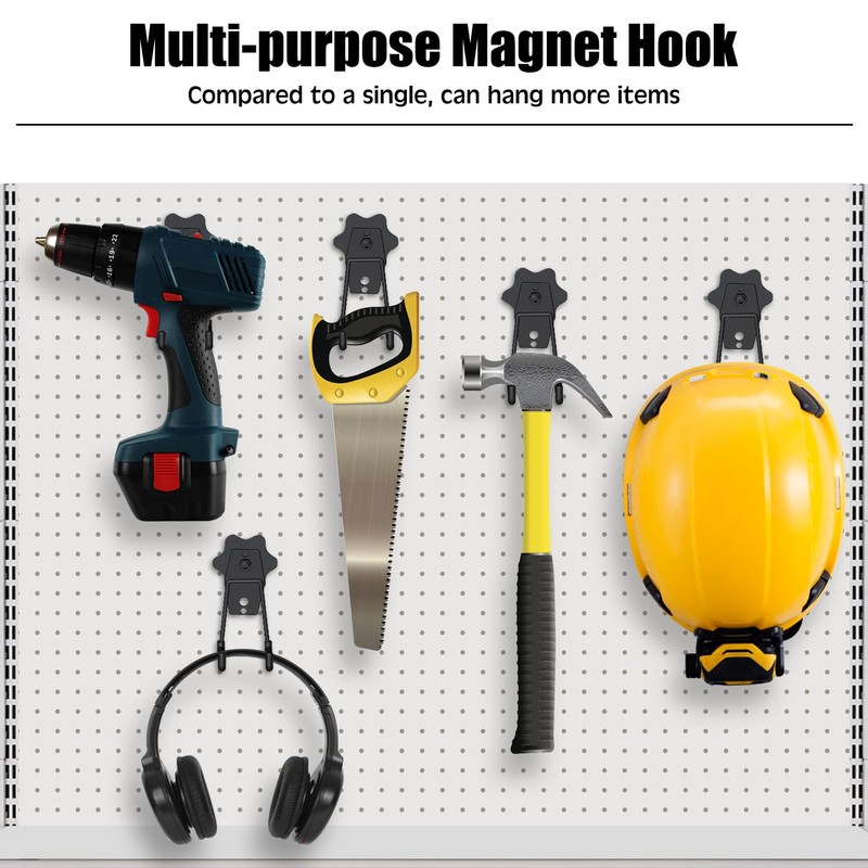 GUNPJONE Strong Garage Magnetic Hooks, 2Pcs Large Heavy Duty Magnetic