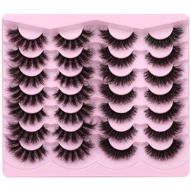 Newcally False Eyelashes Fluffy Wispy Faux Mink Lashes 8D Volume Long Cat Eye Lashes Dramatic 18MM 2 Styles Mixed Fake Lashes 14 Pairs Pack | Newcally
