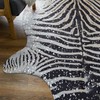 jinchan Zebra Area Rug with Silver Foil 5x7 Faux Cowhide