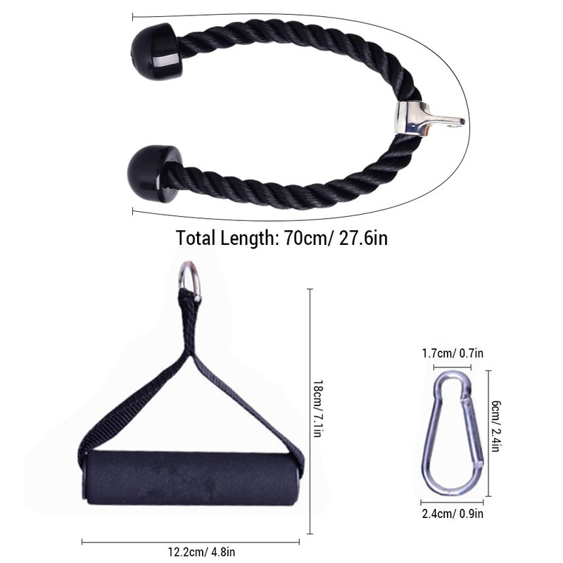 Hosioe Cable Machine Attachment Set Triceps Pull Down Rope with