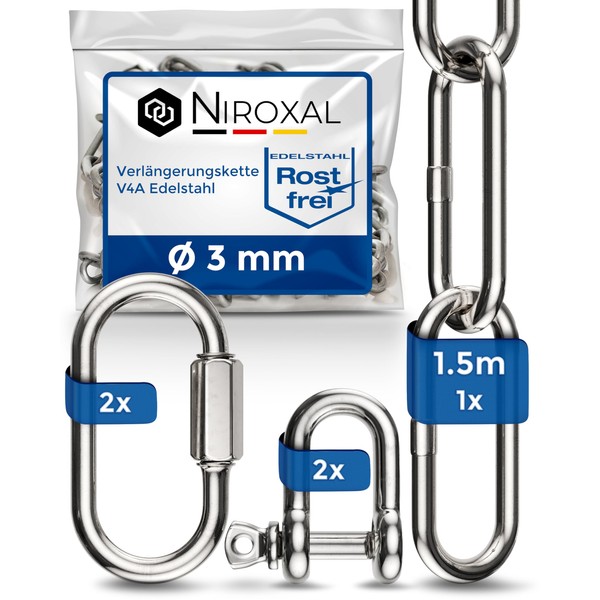 NietFullThings extension chain made of stainless steel, breaking load maximum