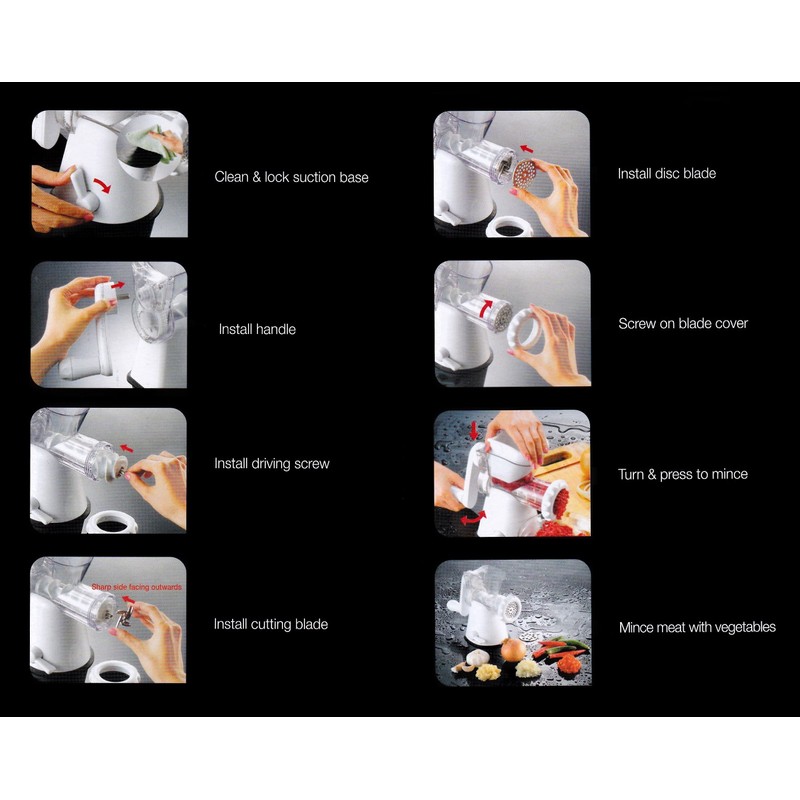 Tredoni Manual Meat Mincer Grinder & Vegetable Shredder, Biscuit Press