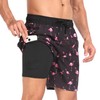 Houselog Mens Swim Trunks with Compression Liner 2 in 1