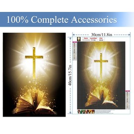 JFYHAB 5D DIY Christmas Diamond Painting Kits for Adults, Cross Full Drill Diamond Arts Rhinestone Pasted, DIY Painting Diamond Dot Arts Crafts for Home Wall Decor Gift, 12”x16”