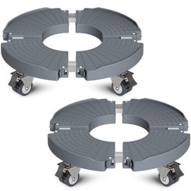 Goovilla Heavy Duty Plant Stand with Wheels, 2Pack Adjustable 15-22 Plant Caddy with Lockable Caster Wheels 440LBS, Rolling Stand/Dolly/Roller for Indoor Outdoor Large Planter, Flower Pot,Gray