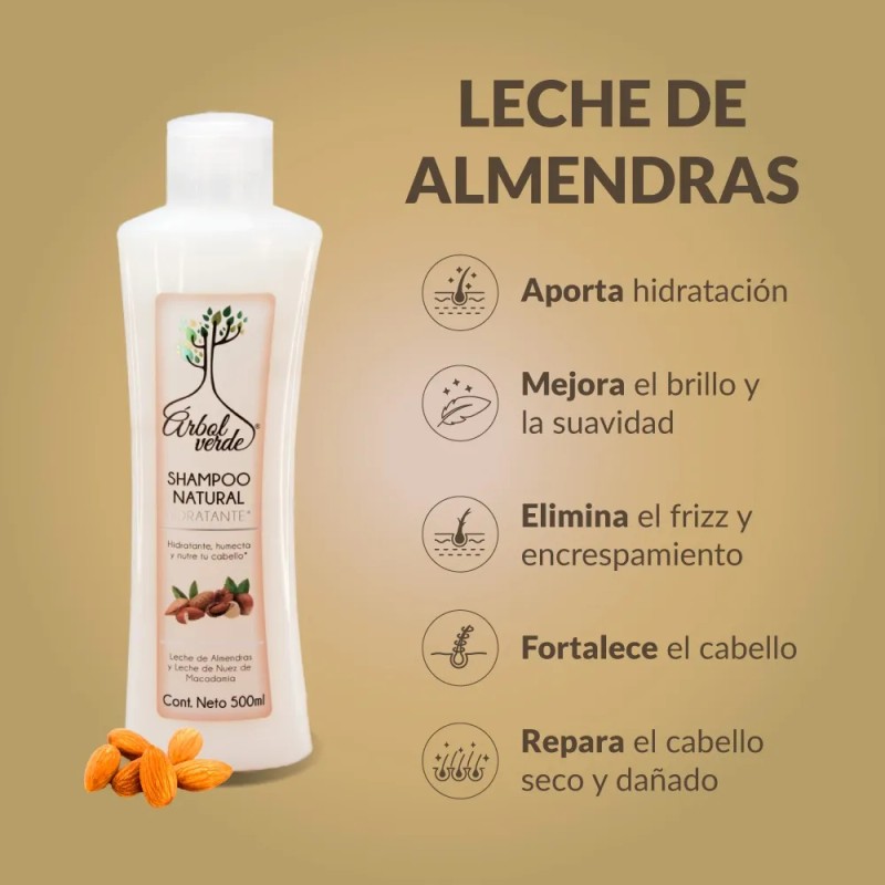 Shampoo Natural Hidratante De Leche De Almendras 500ml
