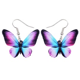 Bonsny Drop Dangle Floral Butterfly Earrings Fashion Insect Jewelry For Women Gift