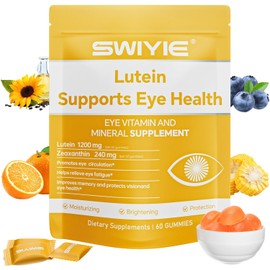 Gomitas de luteína: suplemento de vitaminas y minerales para los ojos con 20 mg de luteína y 4 mg de zeaxantina. Vitaminas gomosas para apoyar la salud ocular. Sabor natural. 60 unidades.
