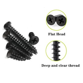 M4 Phillips Flat Head Self Tapping Screws,100 pcs Black M4 x 8mm Carbon Steel Wood Screws DIY Woodworking Screws with Box (M4 X 8mm 100 PCS)